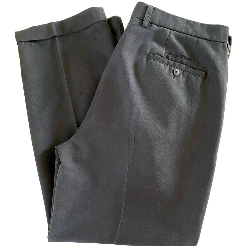 BOLLE GOLF Black Pleated Front Cuffed Straight Fit Dress Pants Slacks Mens 38x29